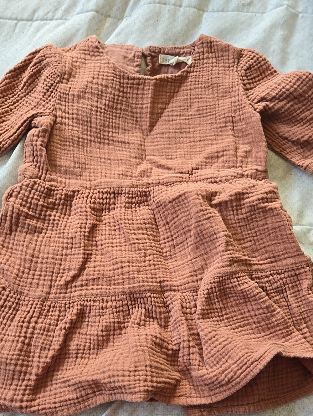 Copper Key Girls' Textured Tiered Dress - Dusty Pink